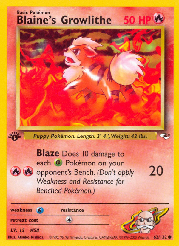 Gym Heroes Blaine's Growlithe #62/132 first edition